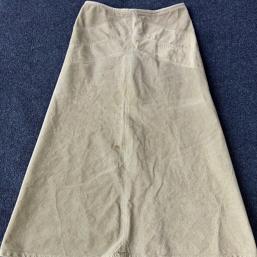 Woolrich Skirt Womens 8 Khaki A-Line‎ Midi Cotton Twill Back Zip Chevron 5025